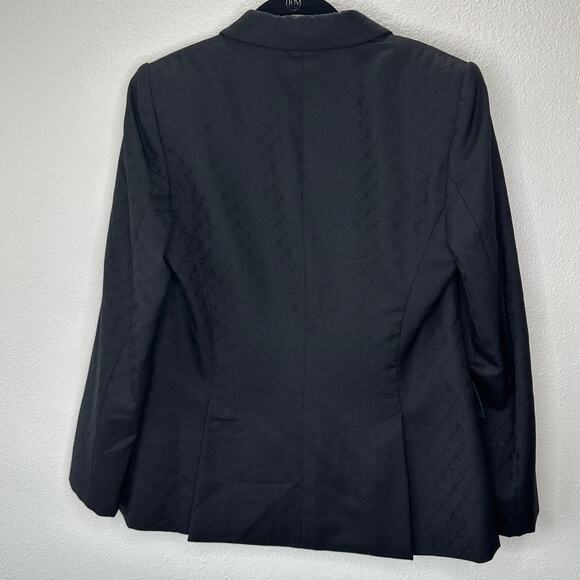 Stella McCartney Black Wool Embossed Double Breasted Button Blazer 46 / L - Picture 6 of 15